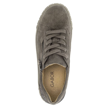 Womens Gabor 6017 Taupe Suede Platform Trainers - Taupe