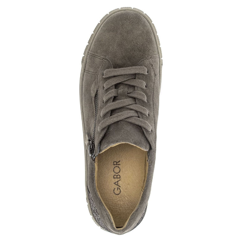 Womens Gabor 6017 Taupe Suede Platform Trainers - Taupe