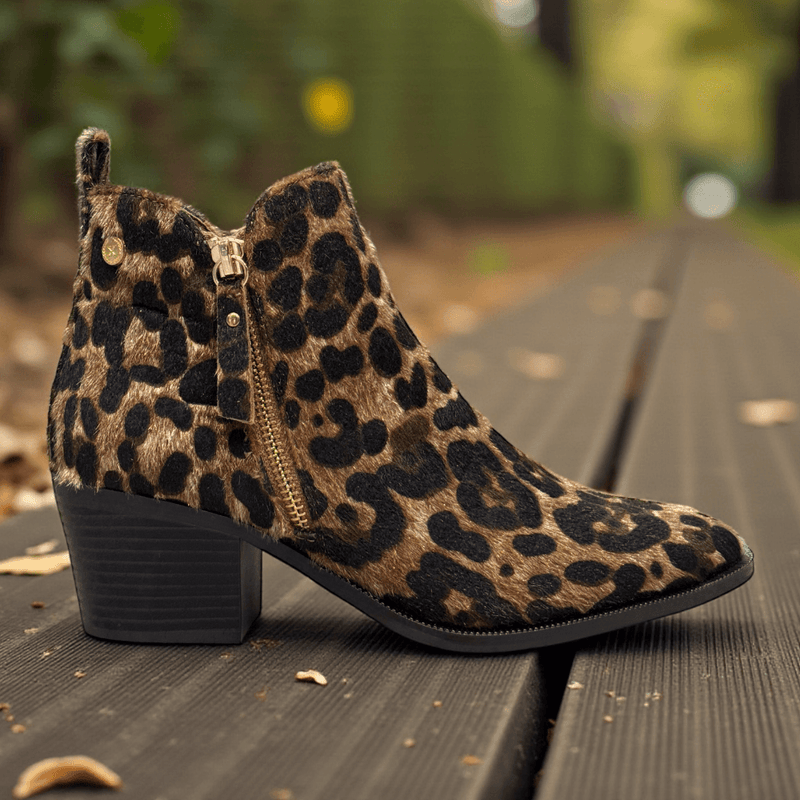 Womens Xti Faux Fur Ankle Boots - Camel