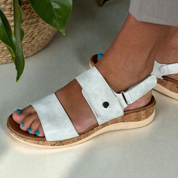 Lunar Riley Velcro Strap Sandals - Silver