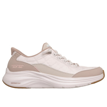 Womens Skechers 150404 Slip-In Contour Foam Trainer - Natural
