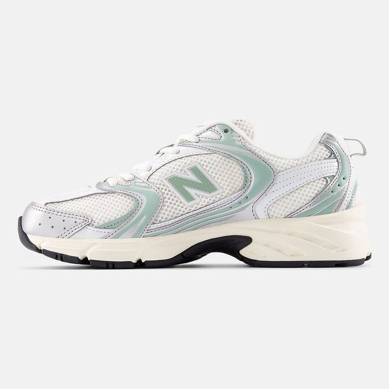 Unisex New Balance 530 Mesh Trainers - Silver Metallic with Mosaic Green