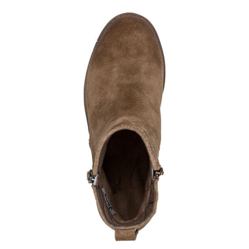 Womens Jana 25711 Side Zip Ankle Boots - Camel Suede