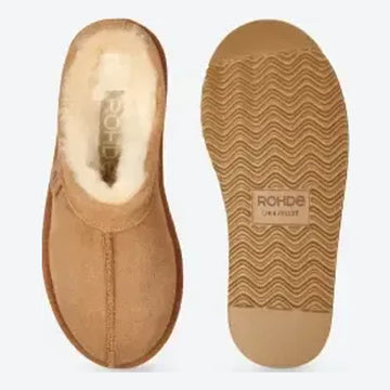 Womens Rohde 7090 Soazza Cuoio Lambs Wool Lined Slippers - Cuoio