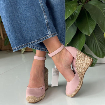 Womens Tommy Hilfiger Foggy Pink Canvas High Wedge Espadrilles - Foggy Pink