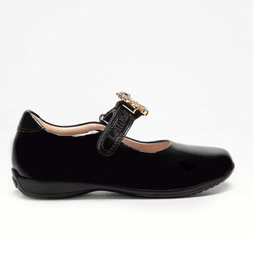Lelli Kelly Girls Fuzzy - Black Patent School Shoes - Black