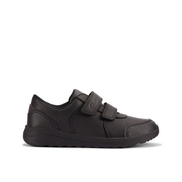 Boys Clarks Daze Step 2 Kid Black School Shoes - Black