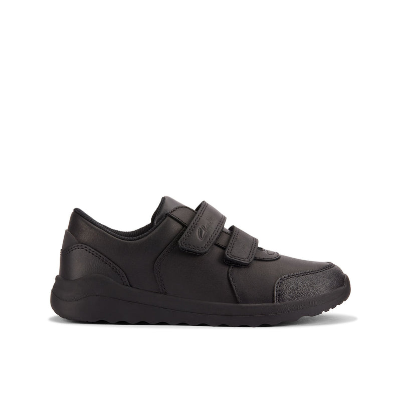 Boys Clarks Daze Step 2 Kid Black School Shoes - Black