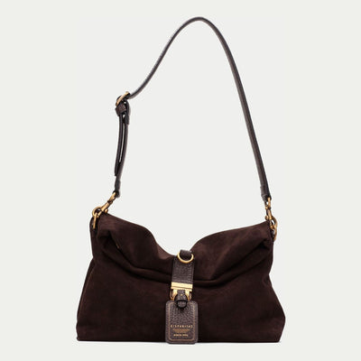 Womens Hispanitas 264948 Suede Shoulder Bag - Espresso
