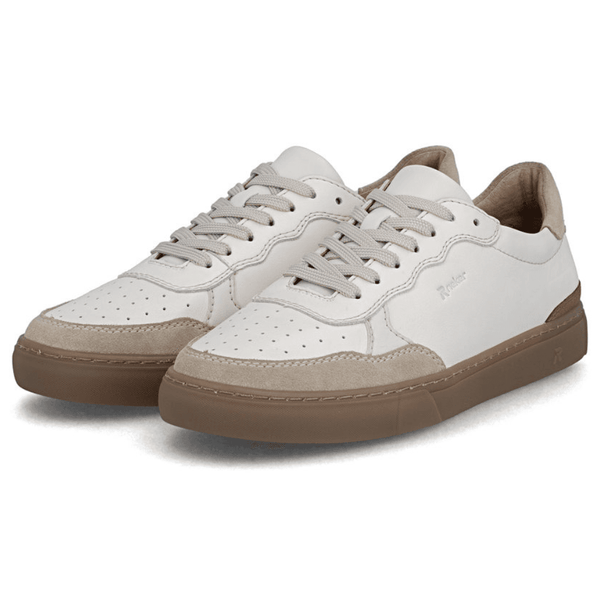 Mens Rieker U0710 Cream with Brown Gumsole Trainers