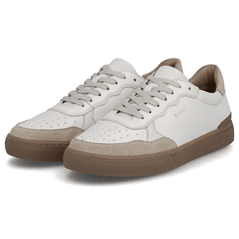 Mens Rieker U0710 Cream with Brown Gumsole Trainers