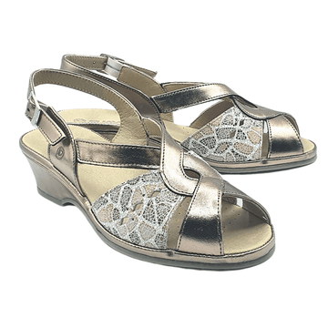 Womens Suave Capri Bronze Low Wedge Slingback Sandals - Bronze