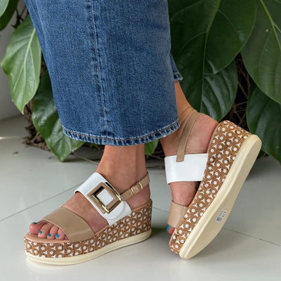 Womens Heavenly Feet Morven Sandals - Taupe