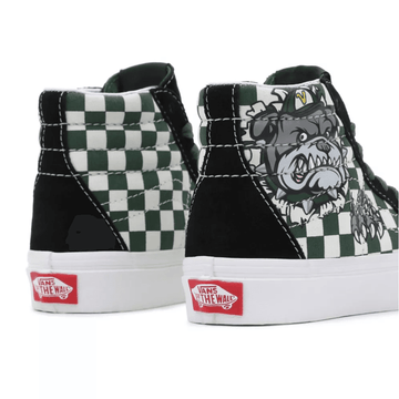 Vans Kids Sk8-Hi in Black With Bull Dog - Black Bulldog