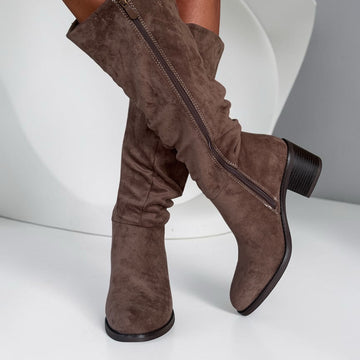 Womens Lunar Kristen Scrunch Long Boots - Taupe