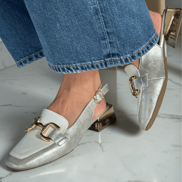 Womens Zanni & Co Diraz Perspex Heel Slingback Loafers - Frosty Cotton