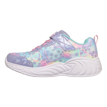 Little Kids Girls Skechers 303063L S-Lights Unicorn Dreams - Heart Sparkles Lavender Trainers - Lavender