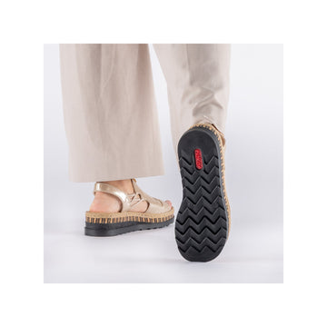 Womens Rieker V7972 Beige Wedge Sandal - Beige