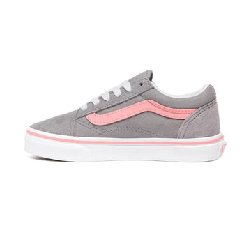 Vans Kids Pop Old Skool Frost Grey Pink Icing Sneakers - Grey and Pink