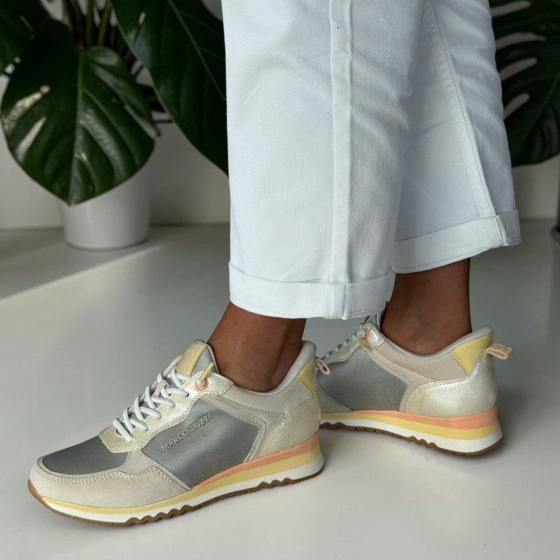 Marco Tozzi 23784 Mesh Sporty Trainers - Cream Combi