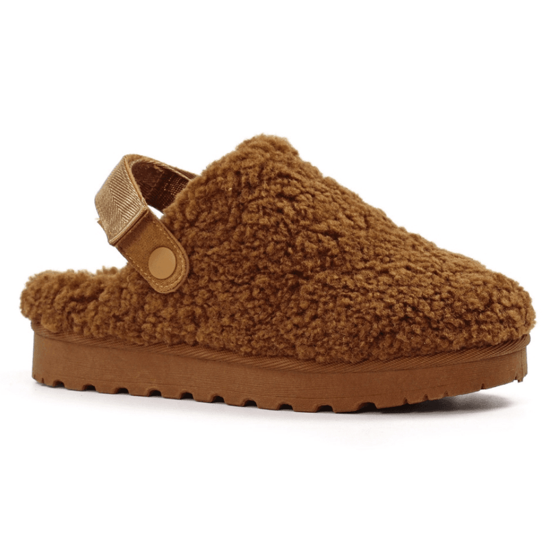 Womens Lunar Naples Coffee Wool Adjustable Strap Slippers - Coffee