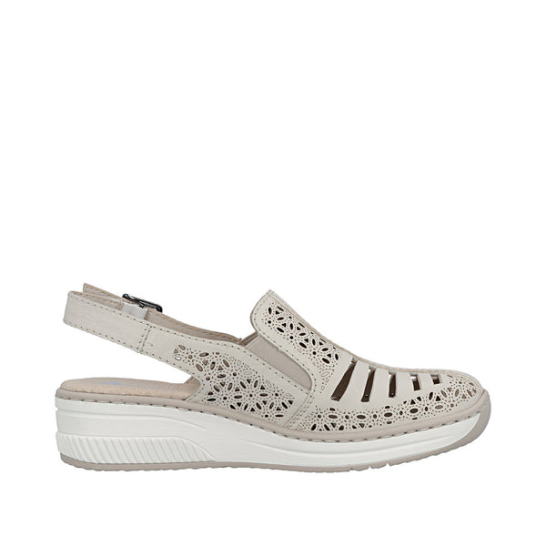 Womens Rieker 48763 Beige Wedge Sandal - Beige