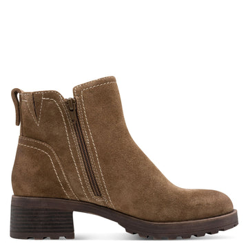 Womens Jana 25711 Side Zip Ankle Boots - Camel Suede