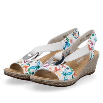 Womens Rieker 624H6 Floral Multi Strap Wedge Sandals - Floral