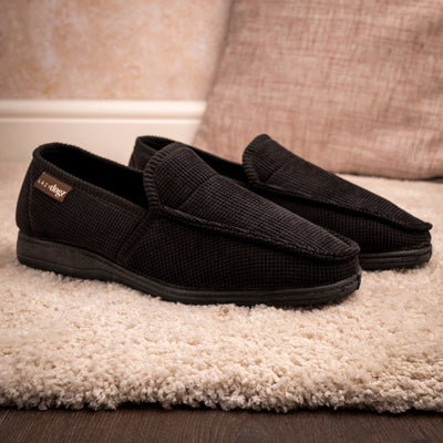 Mens Lazy Dogz Dylan Black Slippers - Black