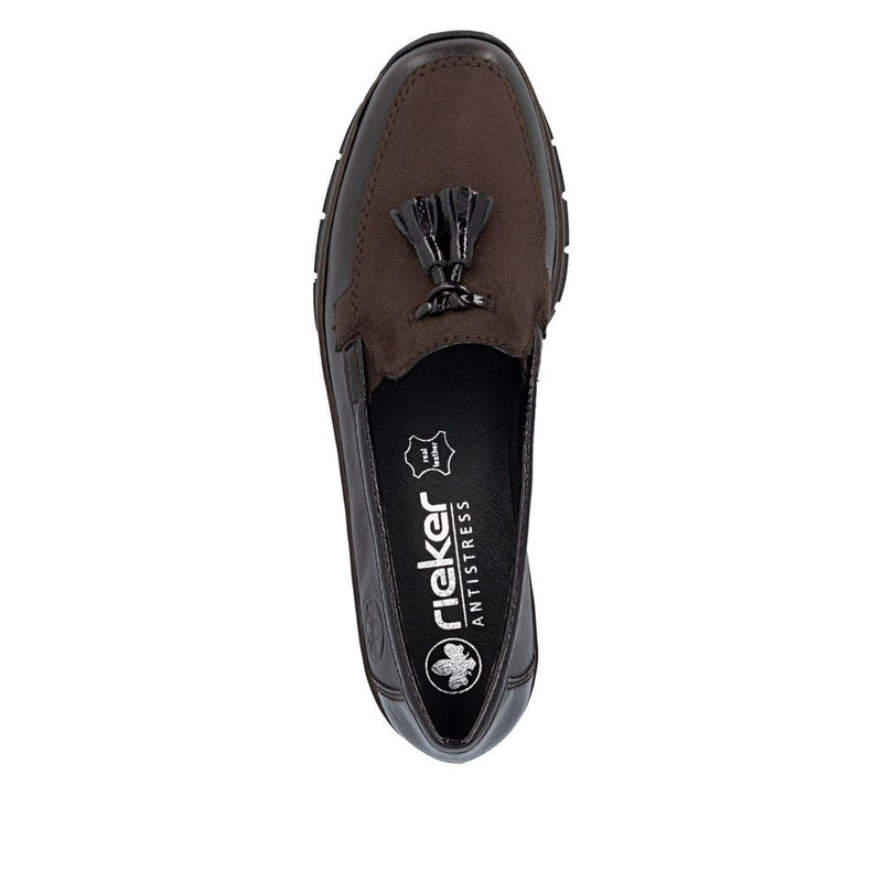 Womens Rieker 53771 Wedged Loafers - Mocha