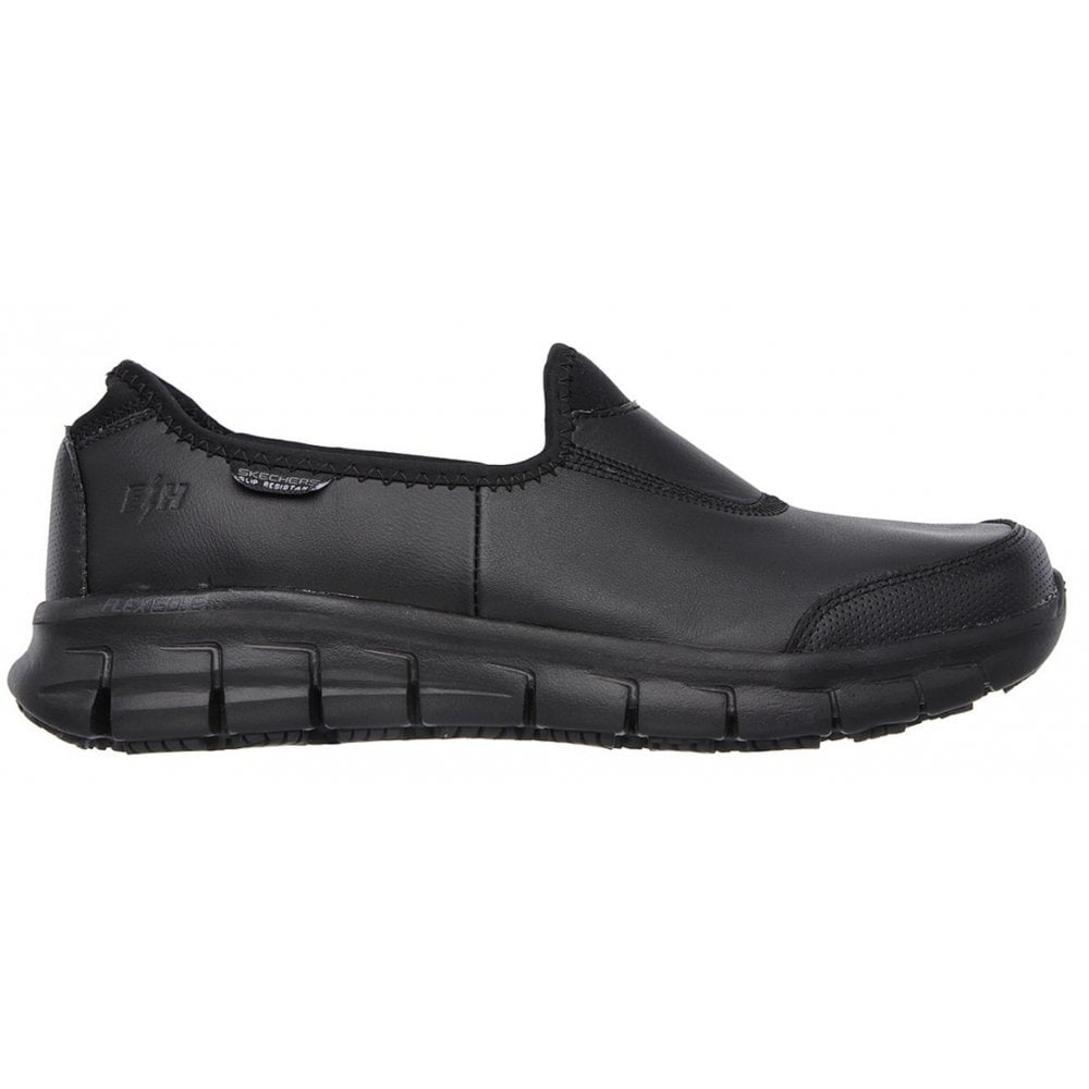 Womens Skechers Ladies Sure Track Black Slip On Shoes
