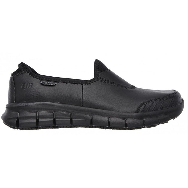 Womens Skechers Ladies Sure Track Black Slip On Shoes - Black