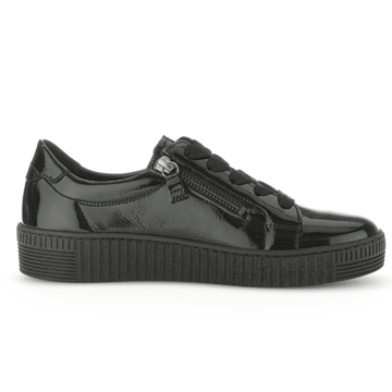 Womens Gabor 73.334 Black Patent Double Zip Trainers - Black Patent