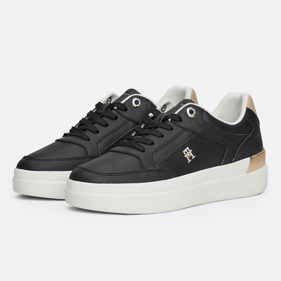 Womens Tommy Hilfiger Monogram Chunky Court Trainers - Black