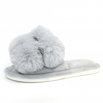 Womens Lunar Octavia Pom Pom Slipper - Grey