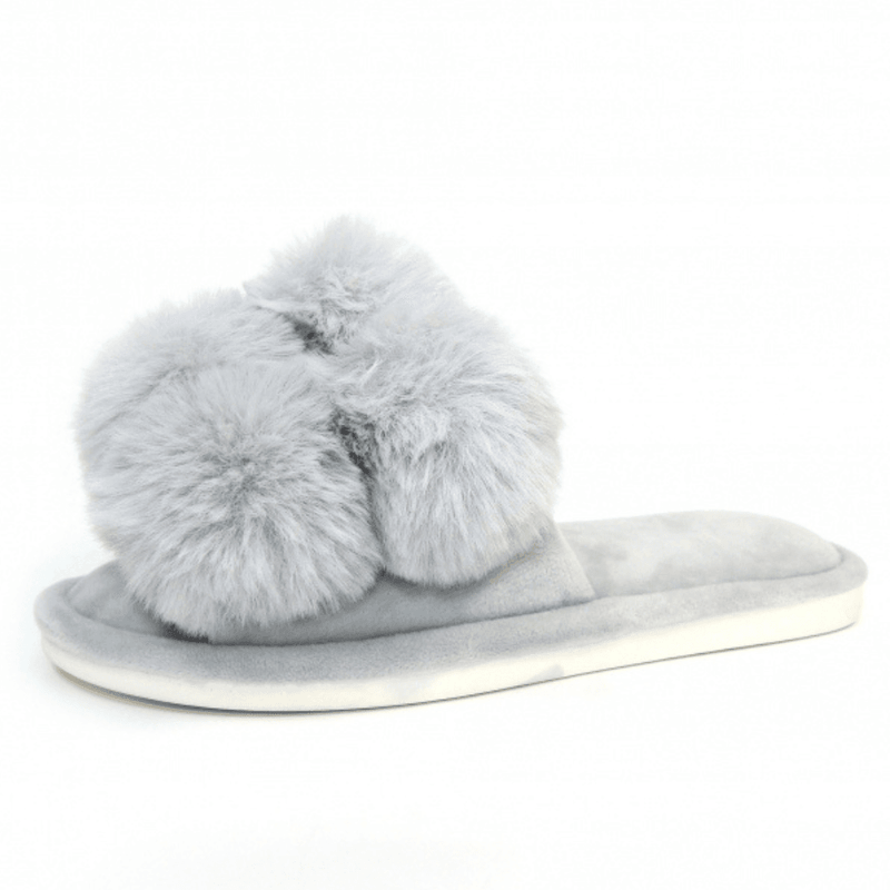 Womens Lunar Octavia Pom Pom Slipper - Grey