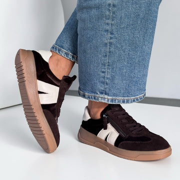 Womens Caprice 23608 Dark Brown Combi Trainers - Dark Brown Combi