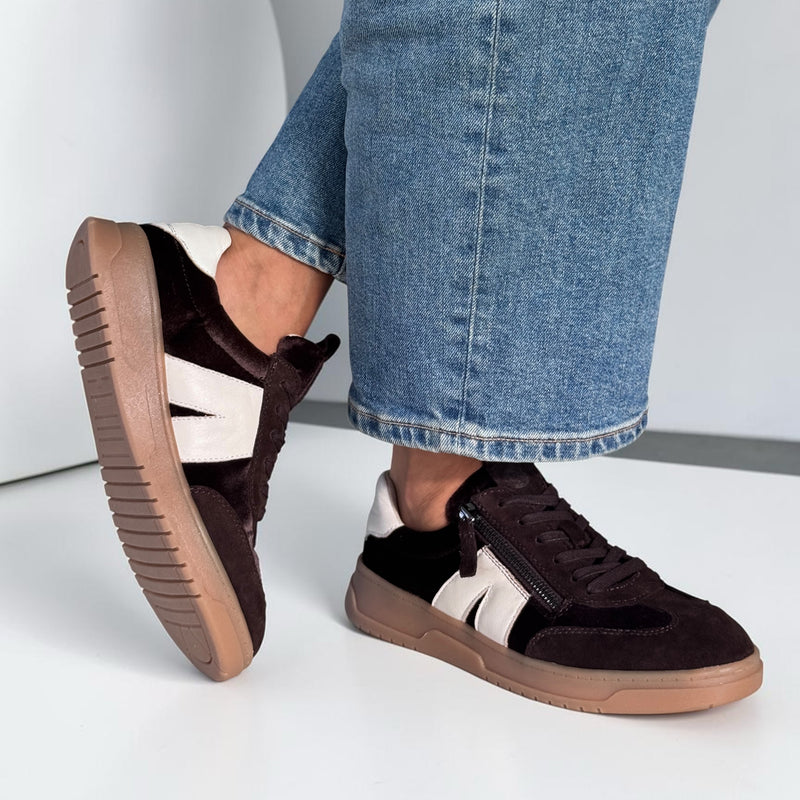 Womens Caprice 23608 Dark Brown Combi Trainers - Dark Brown Combi