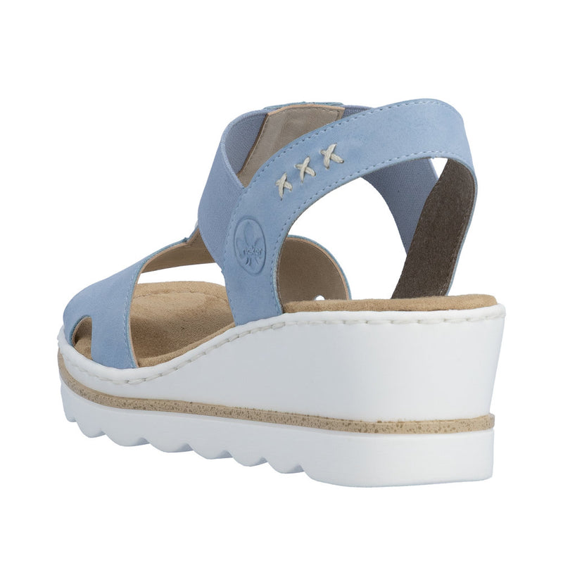 Womens Rieker 67498 Blue Wedge Sandal - Blue