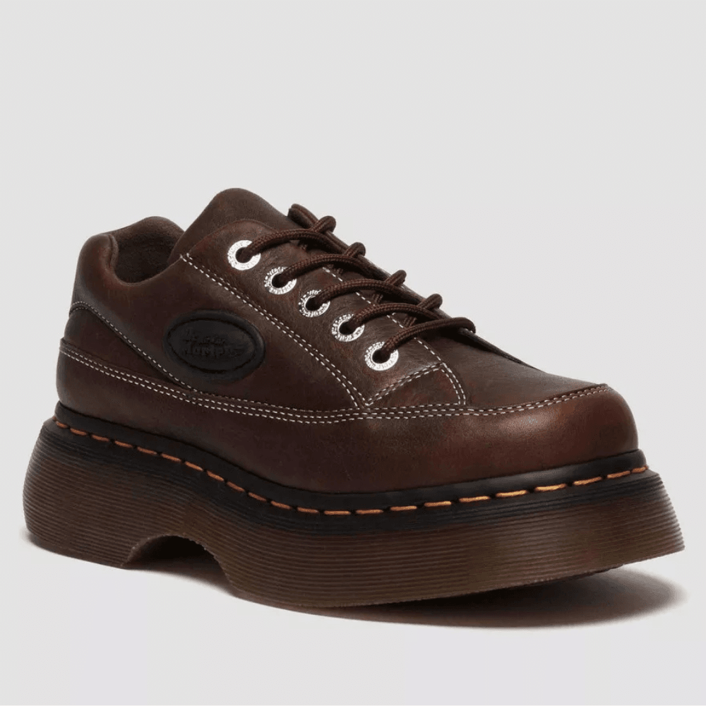 Womens Dr Martens Buzz 5 Eyelet Grizzly Leather Shoes - Dark Brown