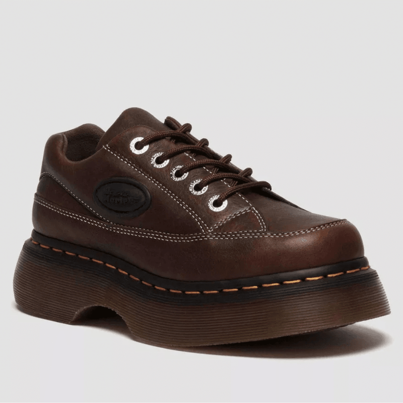 Womens Dr Martens Buzz 5 Eyelet Grizzly Leather Shoes - Dark Brown - Brown