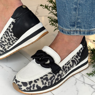 Womens Lotus ULS648 Lorrain Loafers - Black Leopard