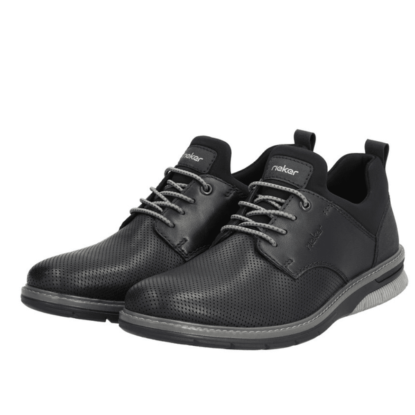 Rieker Mens Black Smart Casual Elasticated Lace Shoe