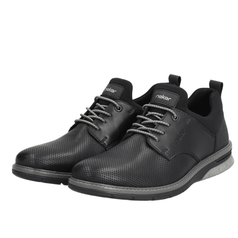 Rieker Mens Black Smart Casual Elasticated Lace Shoe - Black