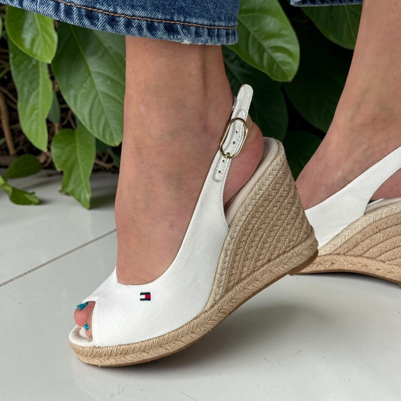 Womens Tommy Hilfiger Ecru Hemp Slingback Wedge Espadrilles - Ecru
