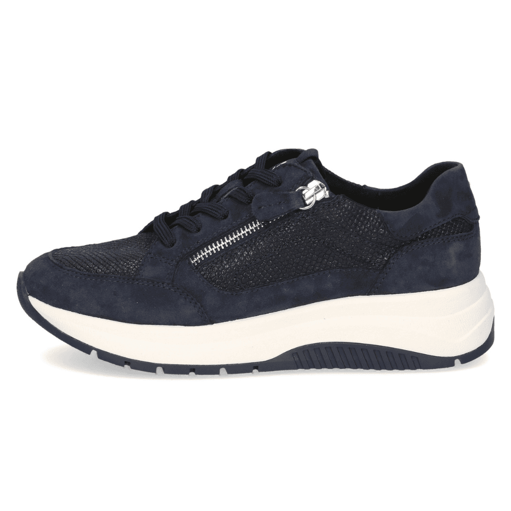 Womens Caprice 23709 Navy and Snake Side Zip Trainers