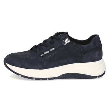 Womens Caprice 23709 Navy and Snake Side Zip Trainers - Navy