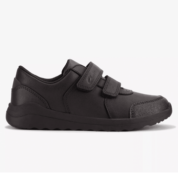 Junior Boys Clarks Daze Step 2 Velcro School Shoe - Black