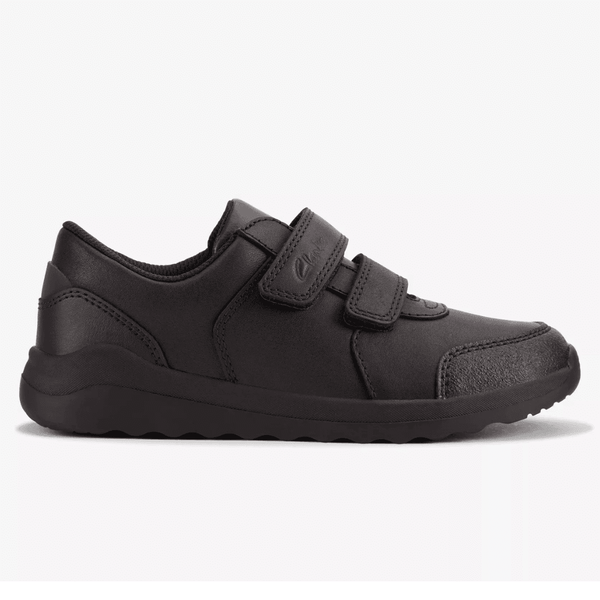 Junior Boys Clarks Daze Step 2 Velcro School Shoe - Black