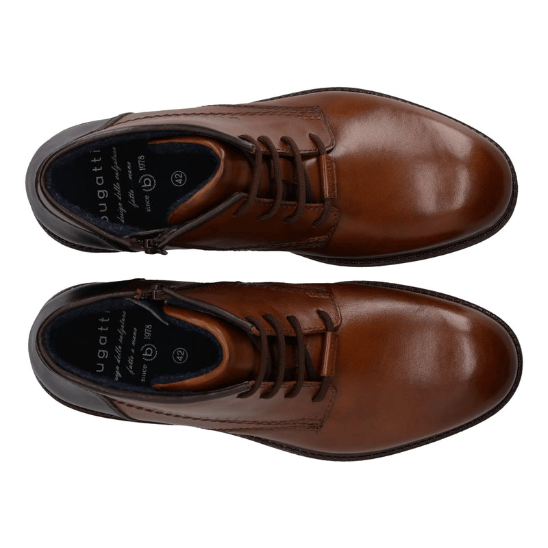Mens Bugatti AYR31 Cognac Ankle Boots - Cognac